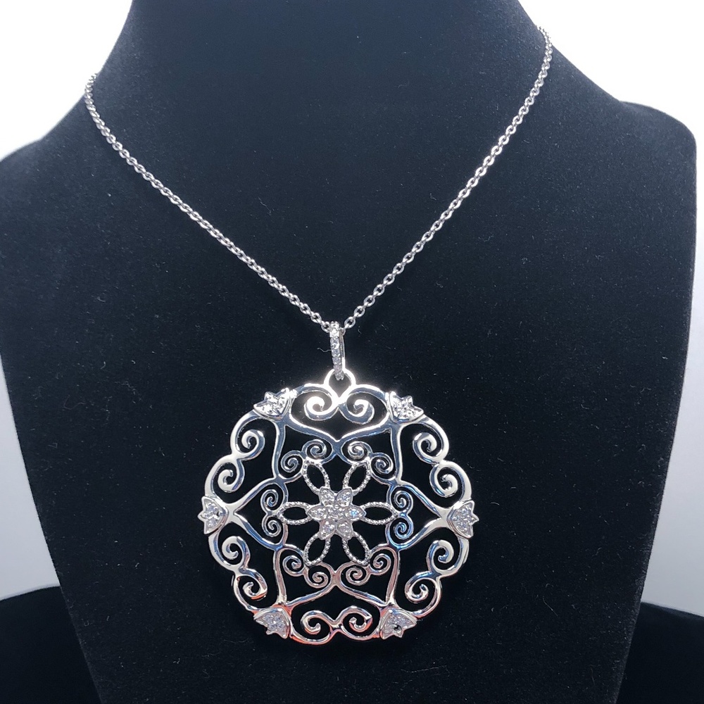 Retro Vintage Stainless Steel and Crystal pendant